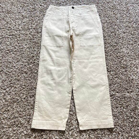 NWOT Everlane The Organic Utility Pant Womens 4 Bone Straight Leg High Rise Crop - Picture 4 of 12